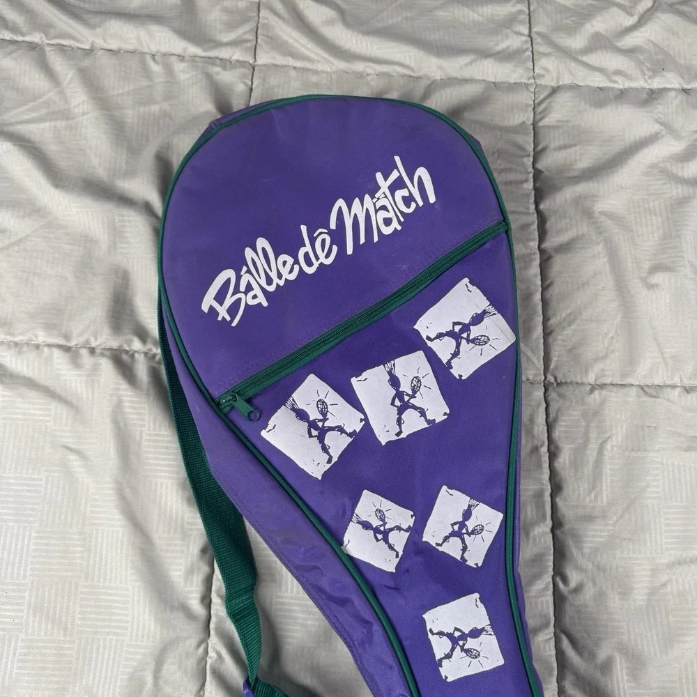 Balle De Match Racquet Bag Zip Case W Strap Nylon Vintage Tennis 90s Colorful